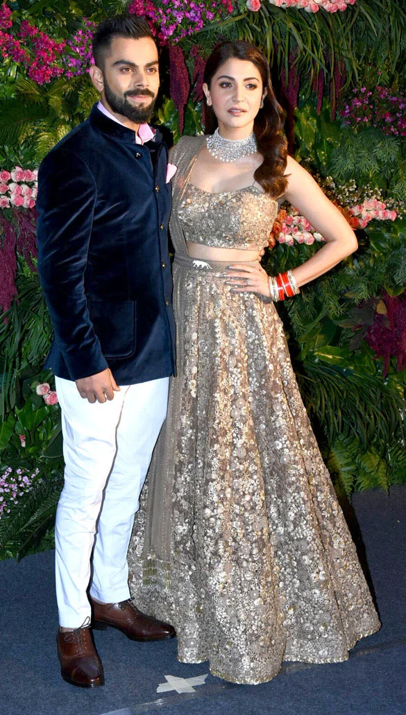 Anushka Sharma with Virat Kohli at their Mumbai reception