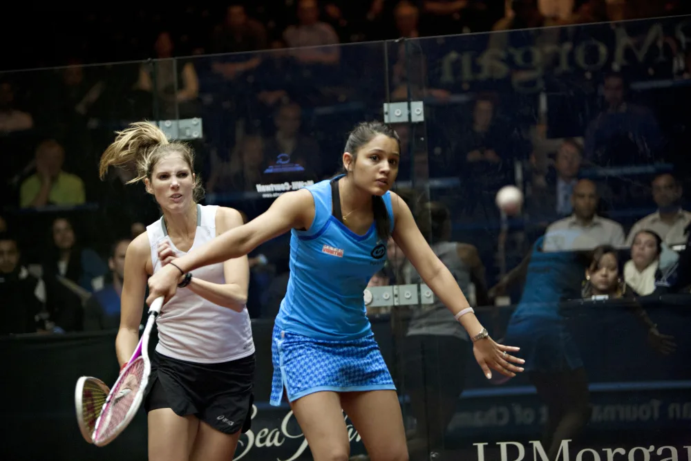 Dipika Pallikal competing in a squash match
